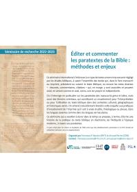 Lire la suite à propos de l’article [Séminaire de recherche 2022-2023] : Éditer et commenter les paratextes de la Bible : méthodes et enjeux